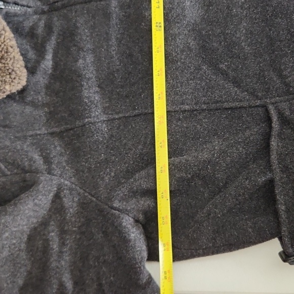 Gallery Peacoat Womens Size XL Wool Blend Dark Gray Charcoal Faux Fur Collar - Picture 7 of 10